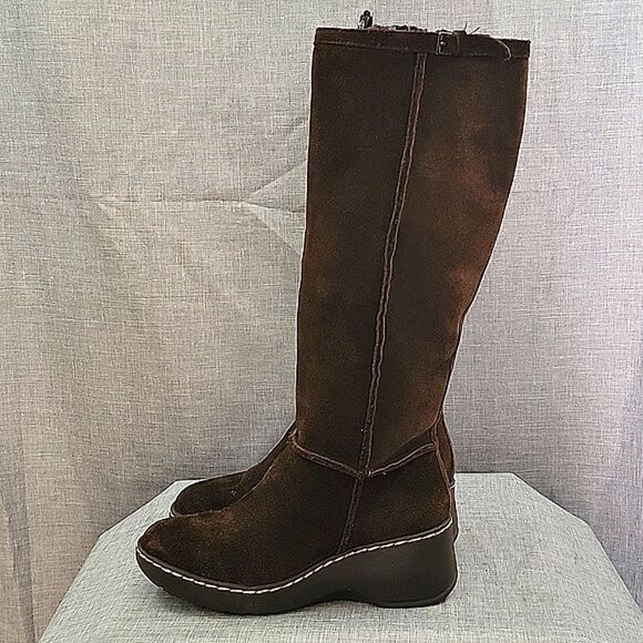 Aerosoles 2015 Front Kick Tall Brown Suede Leather Wedge Heel Boot, Women's 7.5 - Picture 7 of 11